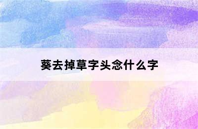 葵去掉草字头念什么字