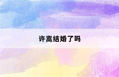 许嵩结婚了吗