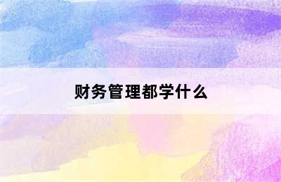 财务管理都学什么