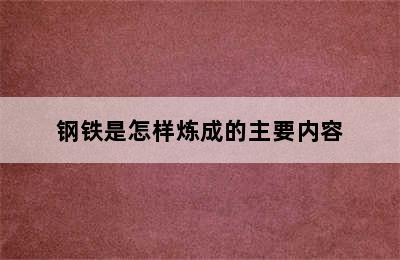 钢铁是怎样炼成的主要内容