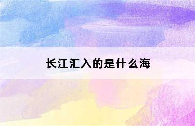 长江汇入的是什么海