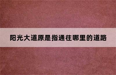 阳光大道原是指通往哪里的道路