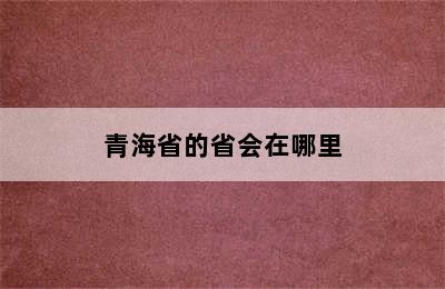 青海省的省会在哪里